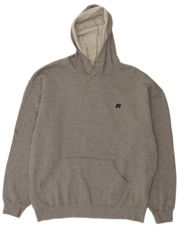 Maglione con cappuccio da uomo Russell Athletic, grande in cotone grigio