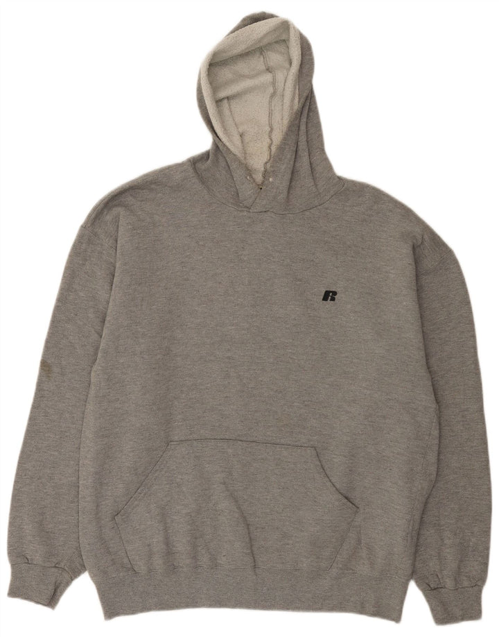 Maglione con cappuccio da uomo Russell Athletic, grande in cotone grigio