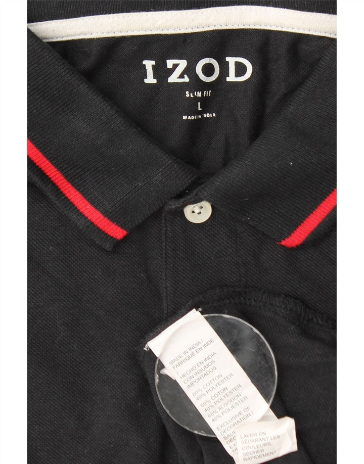 Polo da uomo slim fit IZOD grande in cotone nero