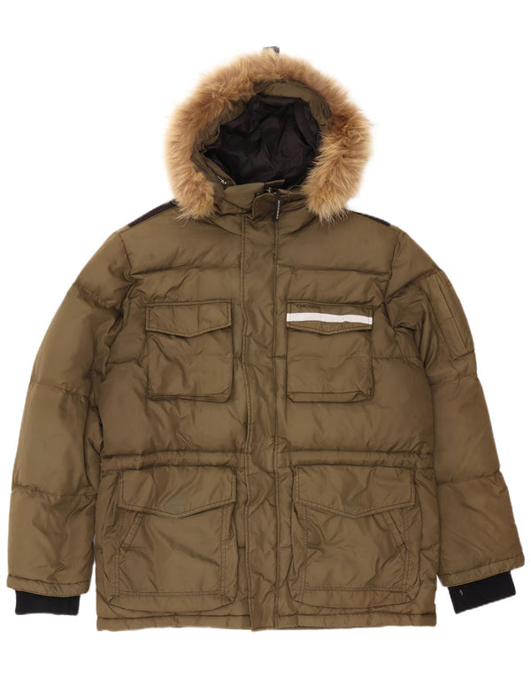 Geox Giacca imbottita con cappuccio Respira da uomo UK 42 XL Khaki Poliammide
