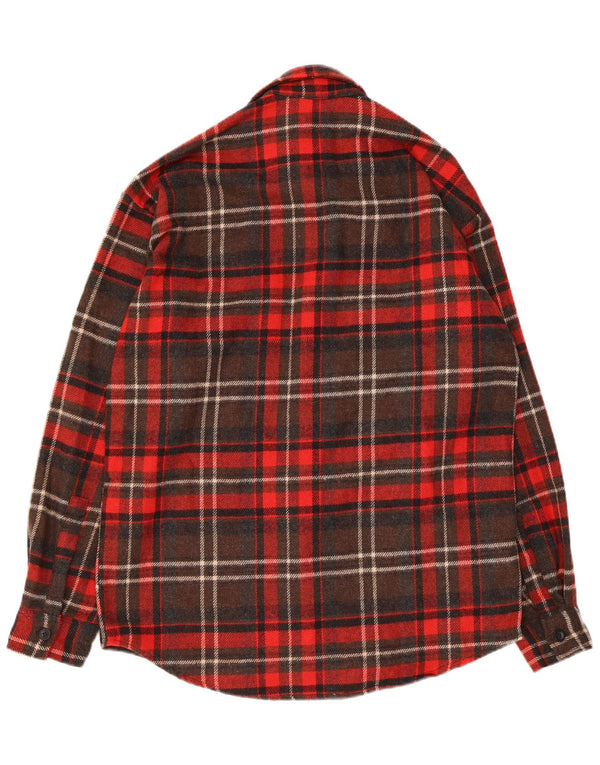 Camicia vintage da uomo in flanella, lana a quadri rossi grandi