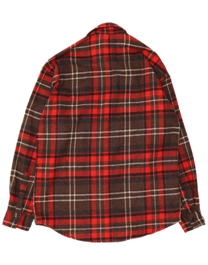 Camicia vintage da uomo in flanella, lana a quadri rossi grandi