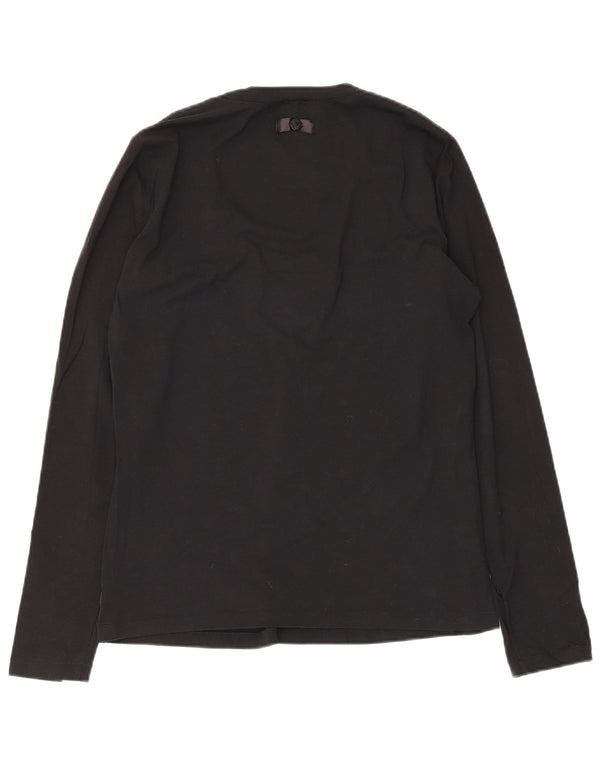 Armani Jeans Donna Top Manica Lunga UK 22 3XL Cotone Nero