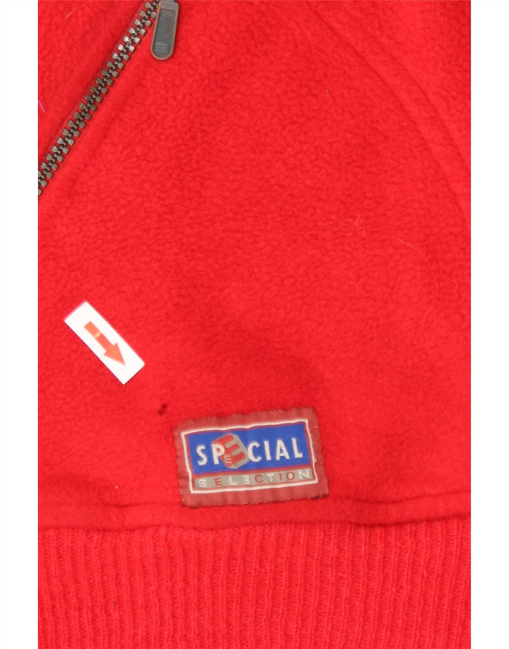 Silvy - Maglione in pile da uomo con zip e collo, grande, in poliestere Fair Isle rosso