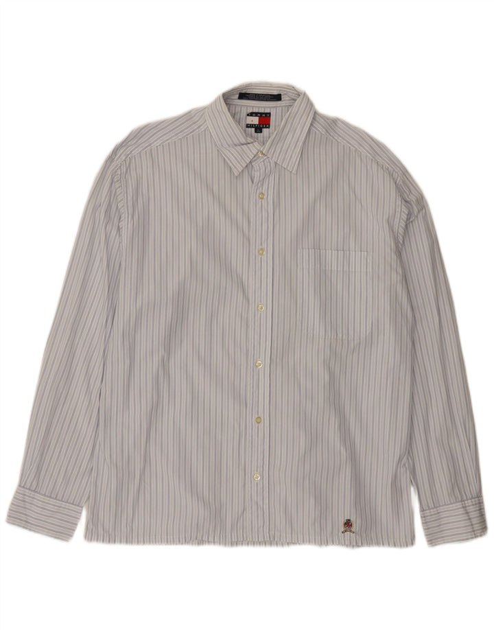Camicia da uomo Tommy Hilfiger grande cotone gessato blu