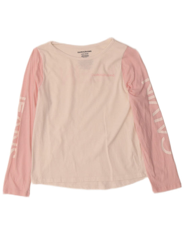 Calvin Klein Jeans Top grafico per ragazze manica lunga 12-13 anni grande bianco