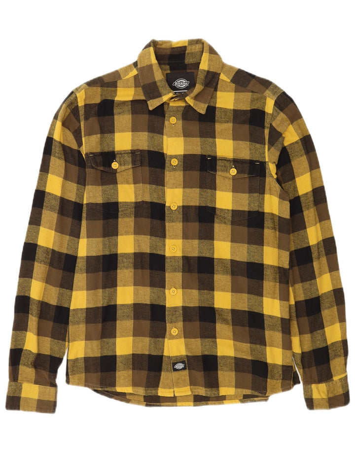 Dickies Camicia da uomo in flanella di cotone a quadri gialli piccoli
