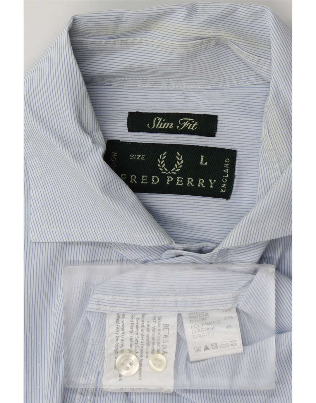Camicia da uomo slim fit Fred Perry, cotone gessato blu grande