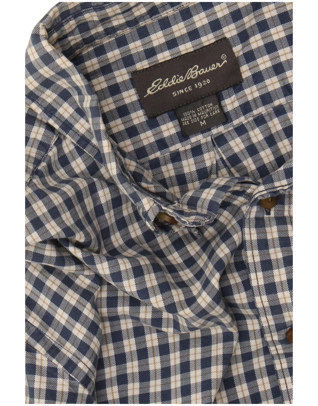 Camicia da uomo in flanella di Eddie Bauer, cotone a quadri blu medio