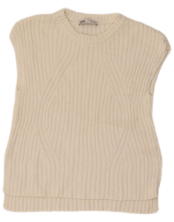 Canotta canotta da donna Zara UK 12 cotone bianco medio