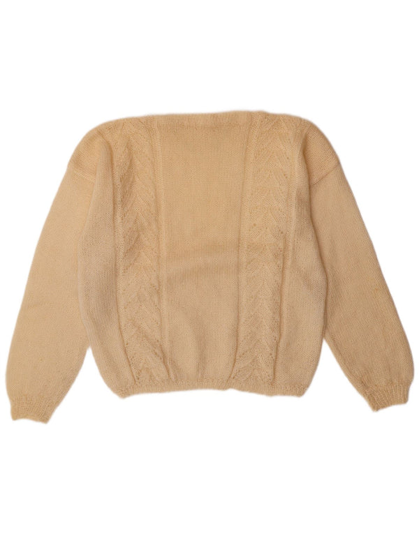 Maglione maglione con scollo a barca da donna VINTAGE UK 16 grande bianco sporco