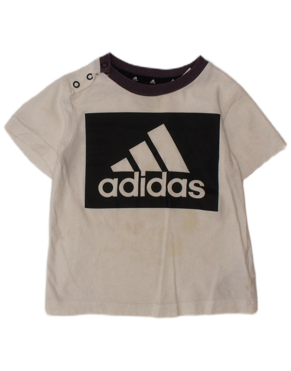 T-shirt grafica ADIDAS per neonato, 12-18 mesi, in cotone color block bianco