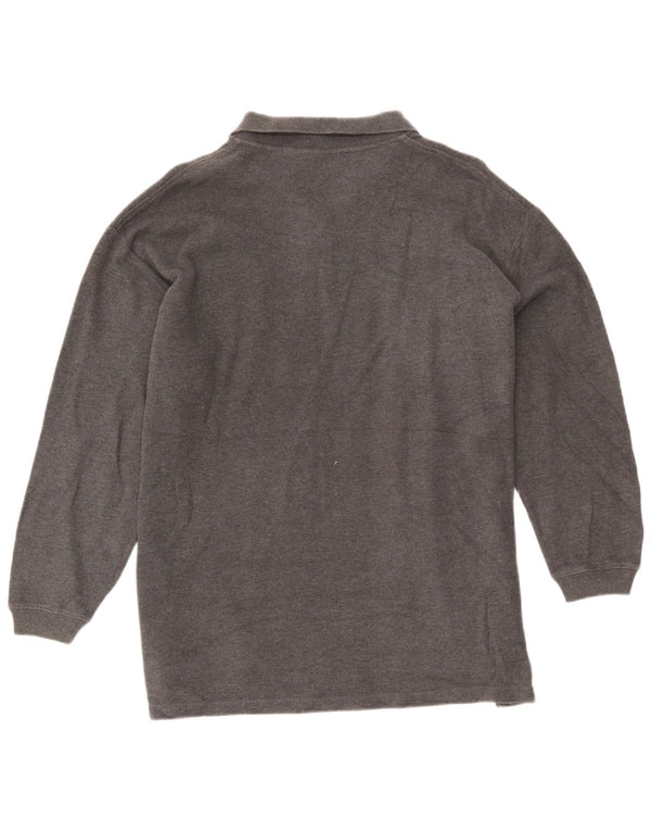 Eddie Bauer Womens Long Sleeve Polo Shirt UK 18 XL Grey Cotton