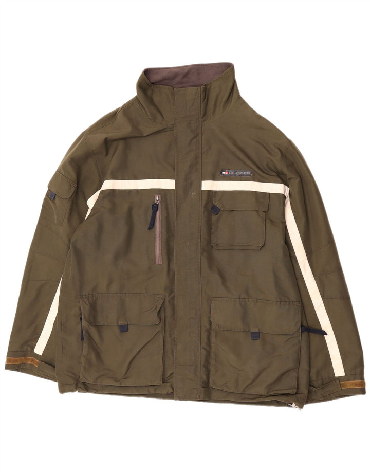 Giacca utility da uomo Tommy Hilfiger UK 40 Large Poliestere color block kaki