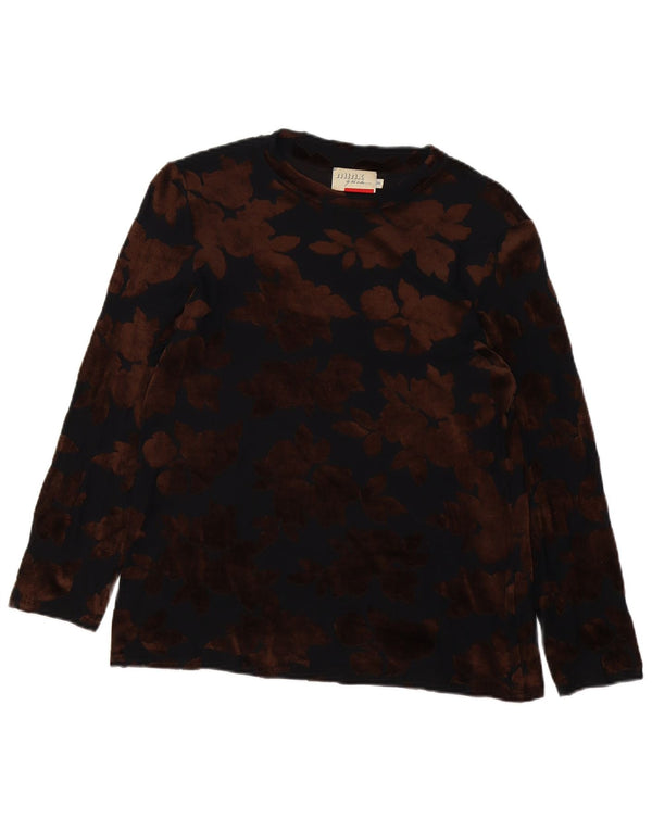 MINX BY EVA LUTZ Top in velluto da donna manica lunga EU 38 medio nero floreale