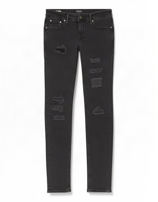 Jack & Jones Jeans skinny effetto consumato Liam da uomo W32 L32 cotone grigio