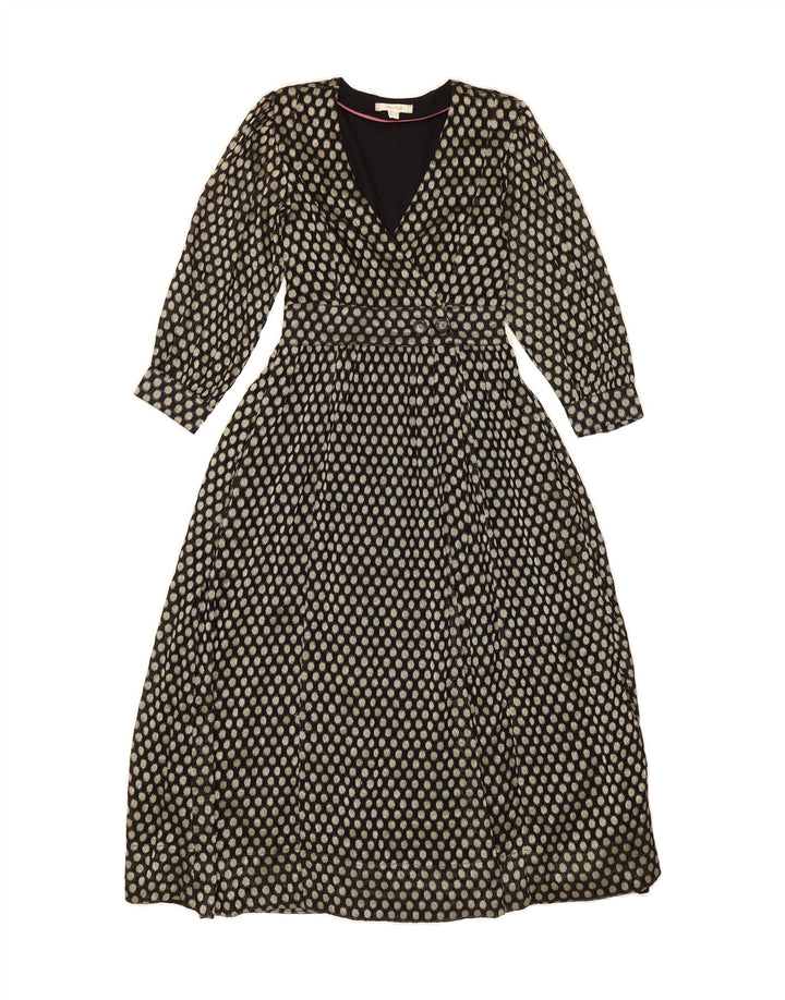 WHITE STUFF Womens 3/4 Sleeve Maxi Dress UK 8 Small Black Polka Dot Vintage White Stuff and Second-Hand White Stuff from Messina Hembry 
