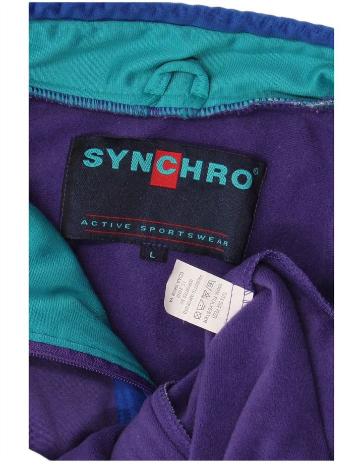Giacca da ginnastica da uomo Synchro, grande, in poliestere color block viola
