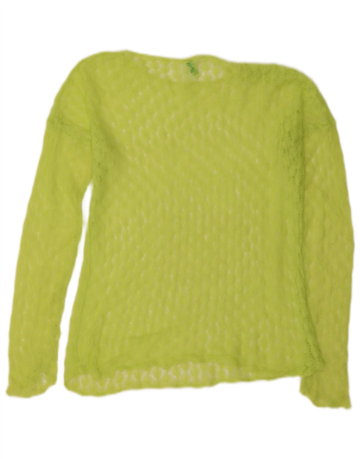 Top da donna Benetton trasparente a maniche lunghe UK 16 grande verde