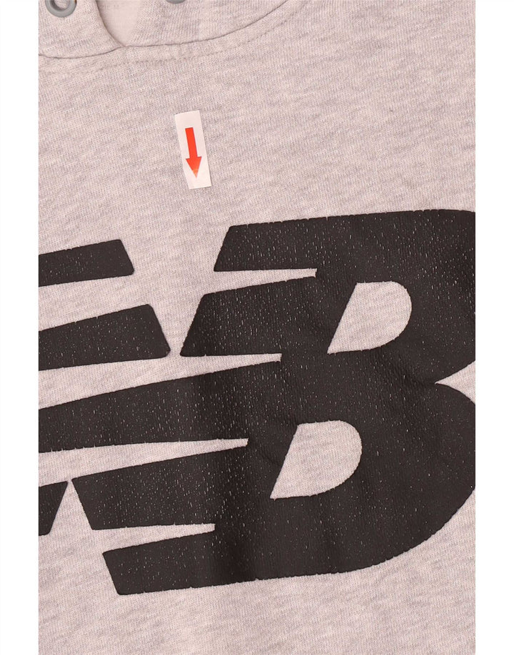 Maglione con cappuccio grafico da uomo New Balance in cotone grigio medio