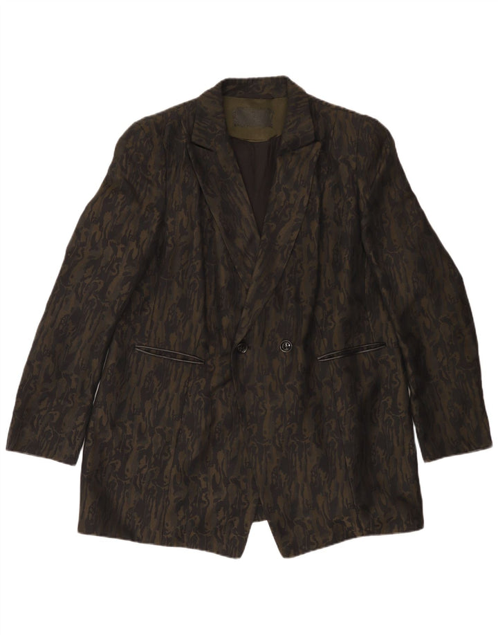 Giacca blazer vintage da donna con motivo astratto UK 20 2XL mimetica nera