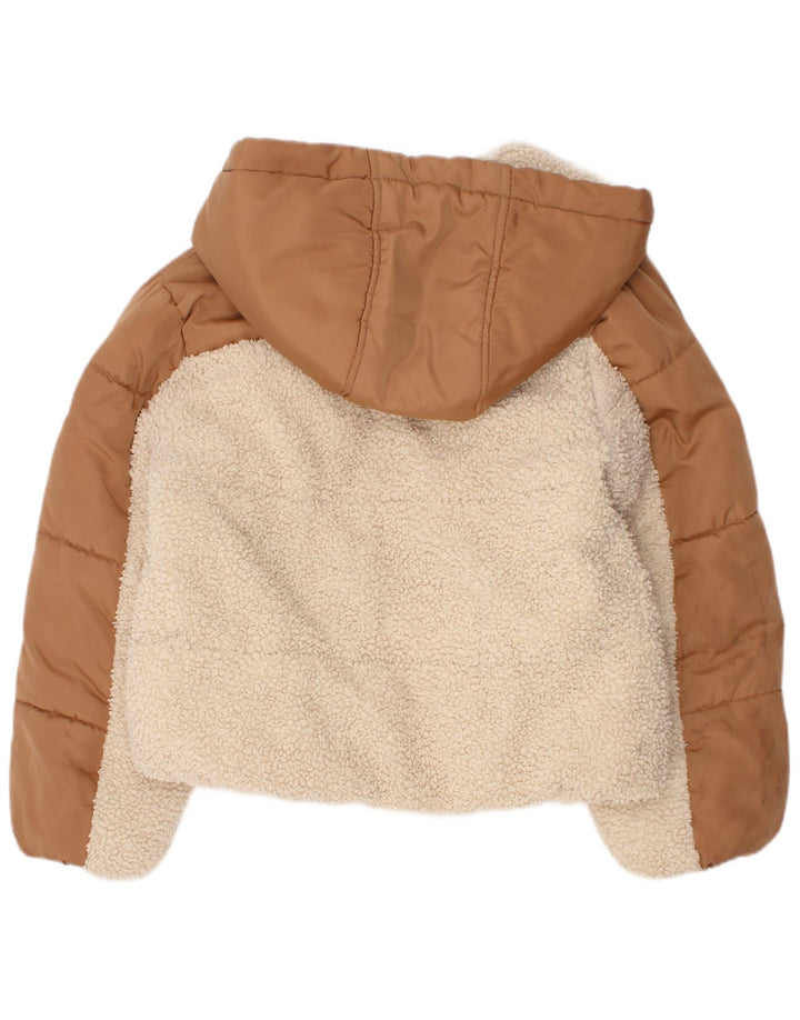 Giacca imbottita con cappuccio Dkny per ragazze 5-6 anni in poliestere color block marrone