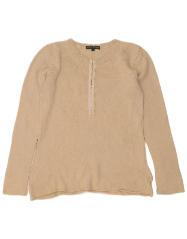 Eddie Bauer maglione da donna con scollo a barchetta UK 14 grande viscosa bianco sporco