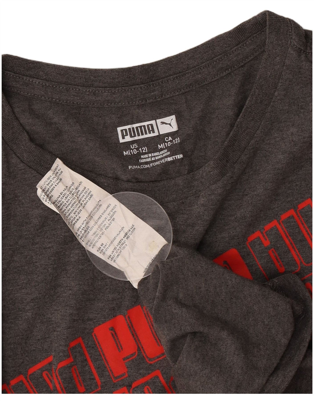 T-shirt grafica da ragazzo Puma 10-11 anni in cotone grigio medio