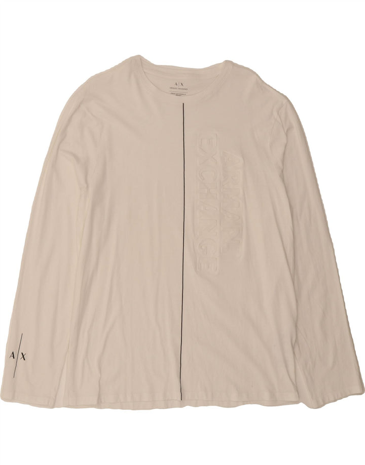 ARMANI EXCHANGE Mens Regular Graphic Top Long Sleeve XL White Cotton Vintage Armani Exchange and Second-Hand Armani Exchange from Messina Hembry 