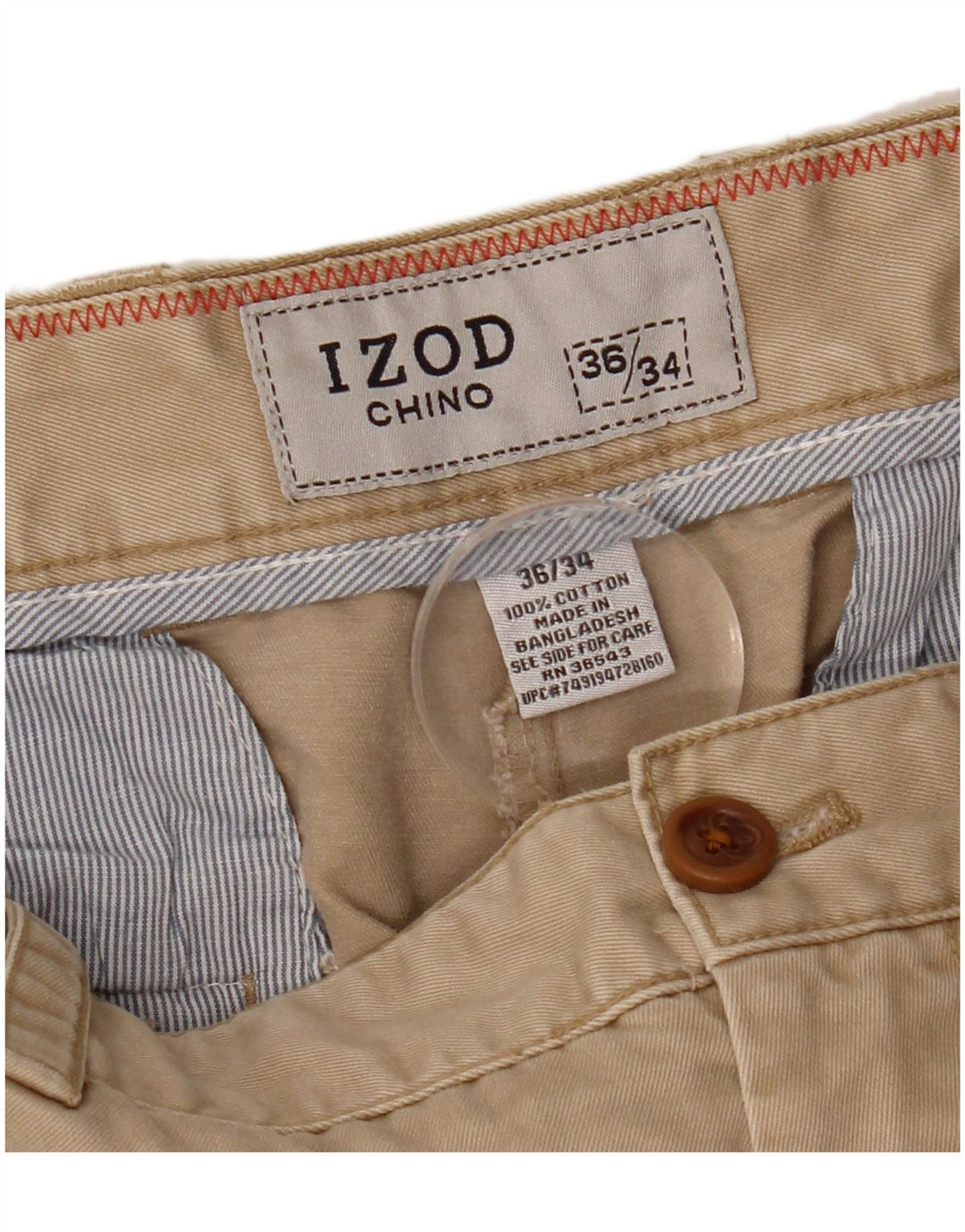 Pantaloni chino dritti da uomo IZOD W36 L34 in cotone beige