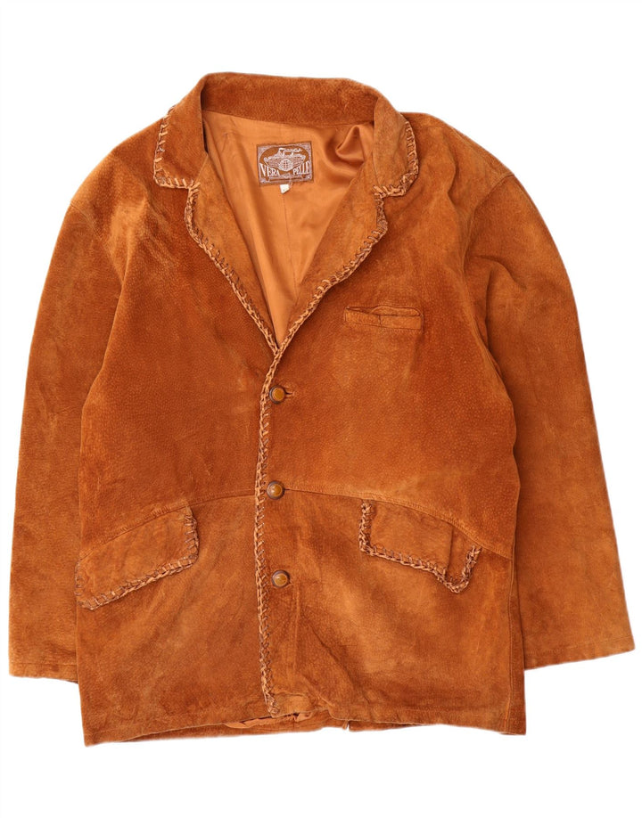 Giacca vintage in pelle scamosciata da uomo UK 42 XL in pelle marrone