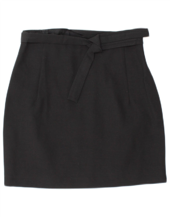 Gonna mini avvolgente da donna VINTAGE IT 42 media W26 lana nera