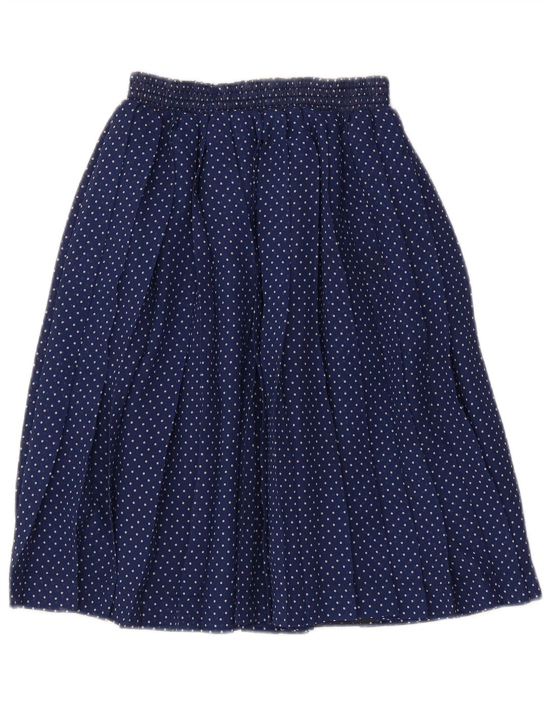 Gonna a pieghe vintage da donna W26 piccola in poliestere a pois blu navy