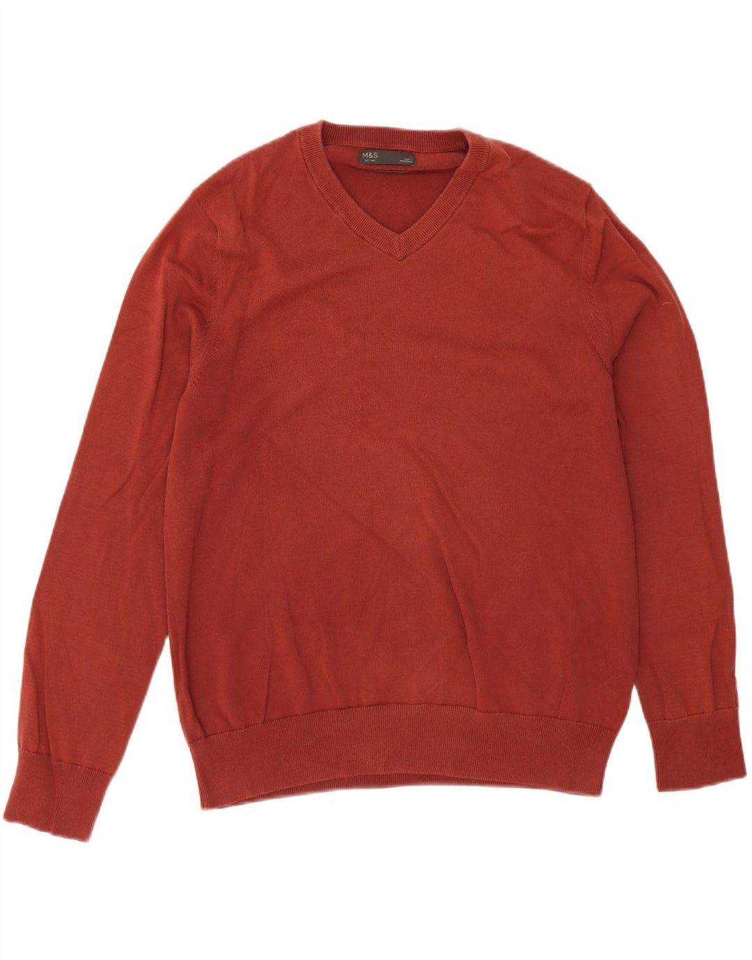 Maglione da uomo con scollo a V Marks & Spencer grande in cotone marrone