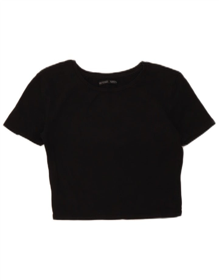 T-shirt corta da donna Zara UK 8 piccola nera