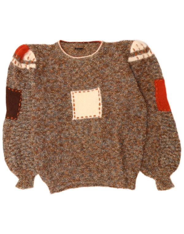 Vintage Womens Boat Neck Jumper Sweater UK 12 Medium Brown Flecked