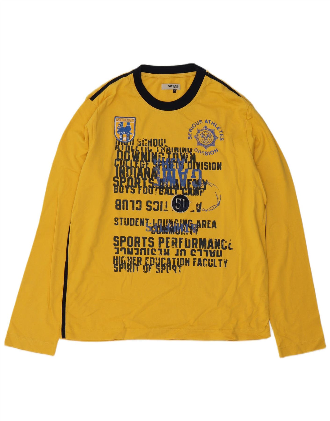 Gas Top grafico da uomo a maniche lunghe XL color block giallo
