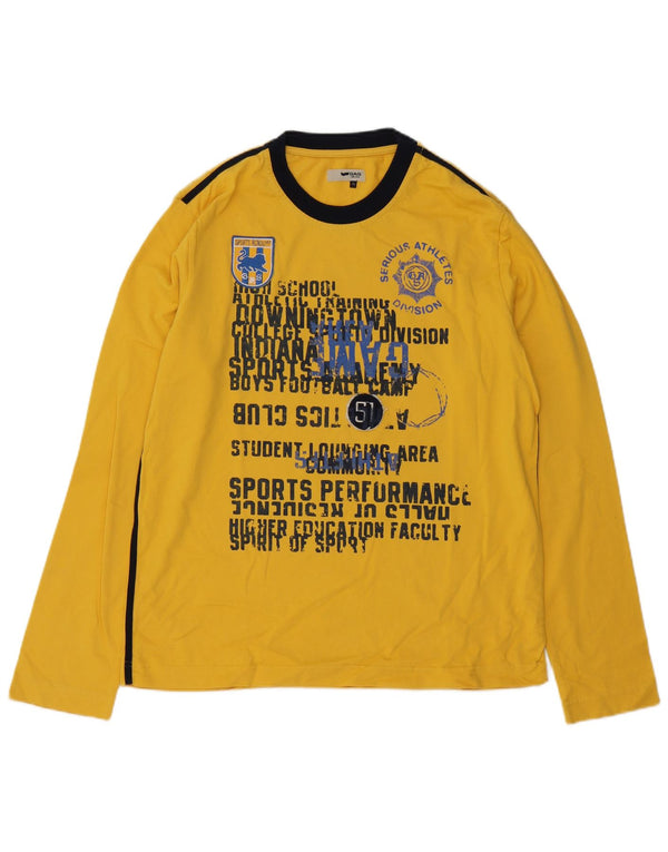 Gas Top grafico da uomo a maniche lunghe XL color block giallo