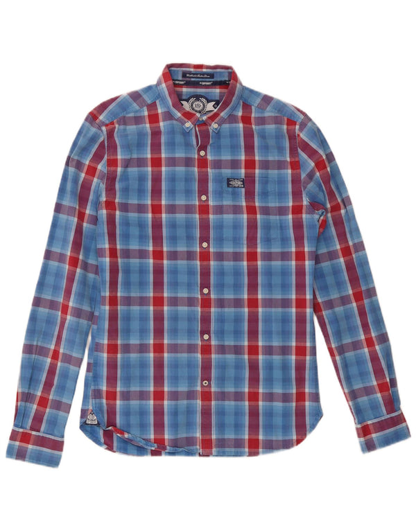 Camicia da uomo Superdry in cotone a quadri piccoli blu