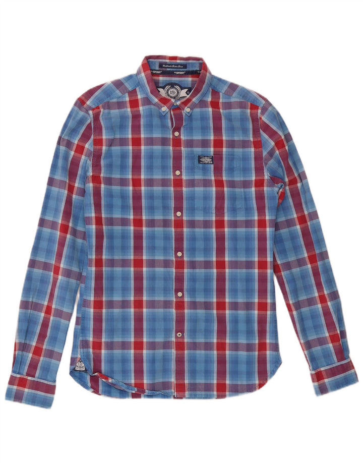 Camicia da uomo Superdry in cotone a quadri piccoli blu