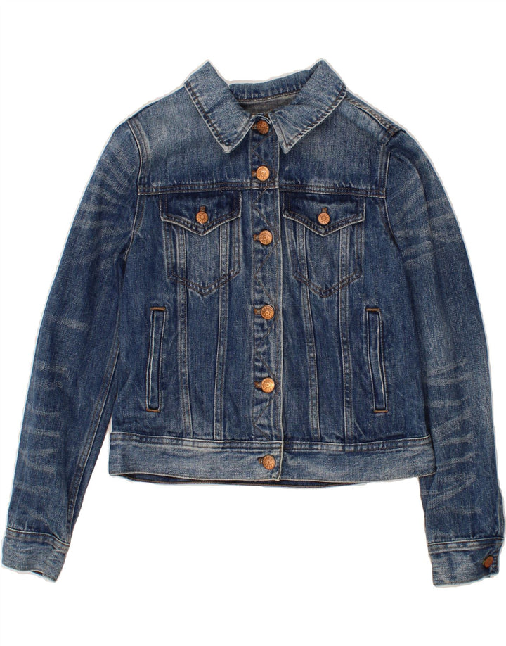 J. CREW Womens Indigo Crop Denim Jacket UK 10 Small Blue Cotton Vintage J. Crew and Second-Hand J. Crew from Messina Hembry 