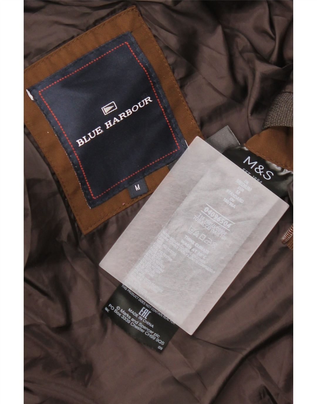Giacca imbottita con cappuccio Marks & Spencer da uomo Blue Harbour UK 38 Marrone medio