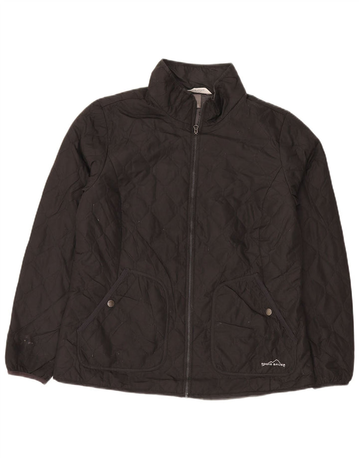 Giacca trapuntata da donna Eddie Bauer UK 16 grande poliestere nero