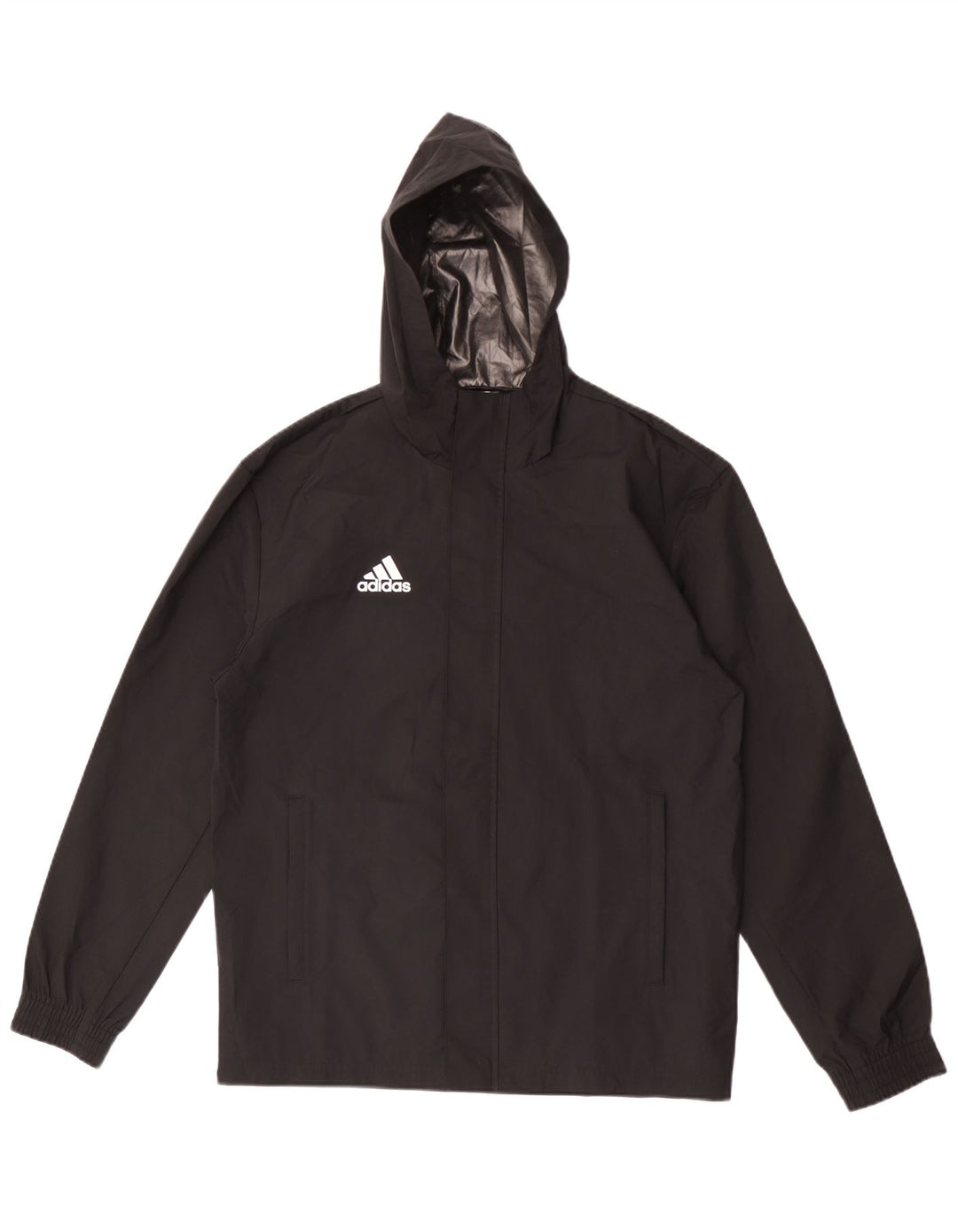 Giacca antipioggia da uomo Adidas con cappuccio UK 36 Small Nero Poliestere