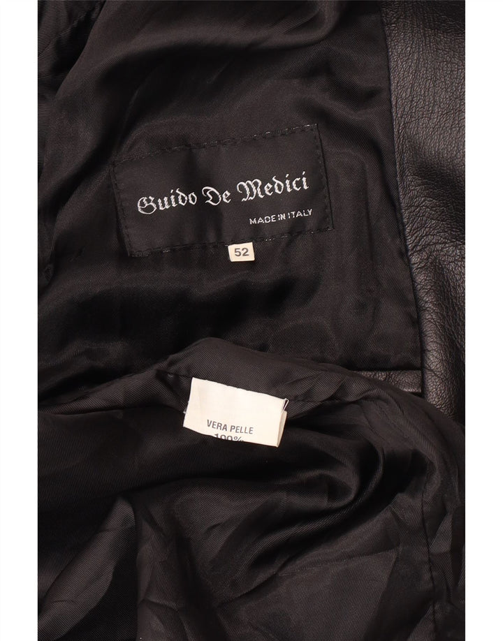 Giacca in pelle vintage da donna IT 52 2XL Pelle nera