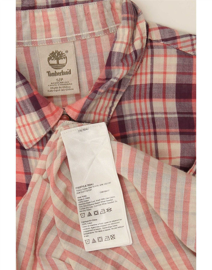 Camicia Timberland da donna vestibilità regolare UK 10 piccolo cotone a quadri rossi