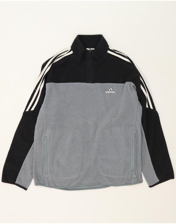 Maglione in pile da uomo con zip e collo Adidas UK 36/38 Small Blue Colourblock