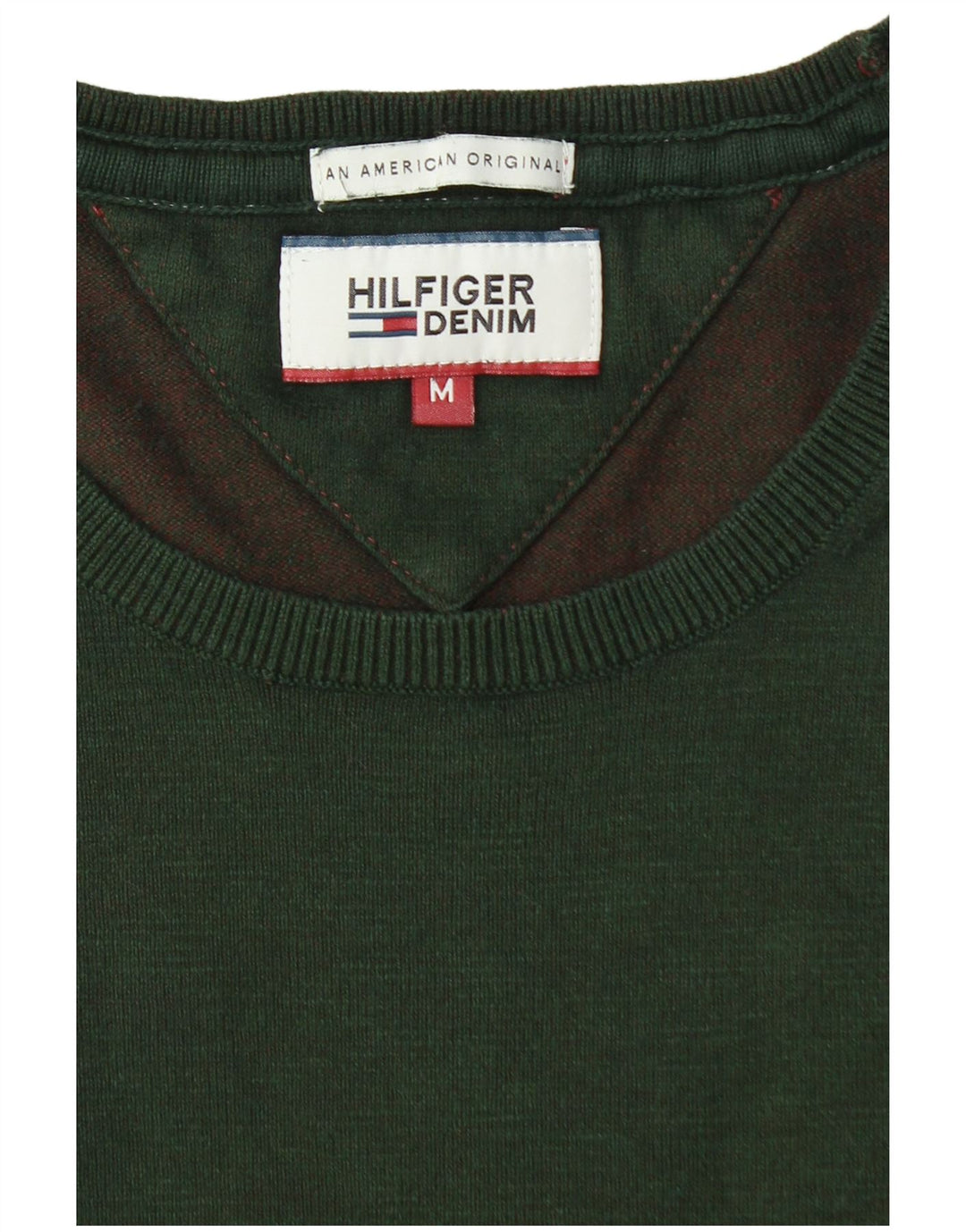 TOMMY HILFIGER Mens Crew Neck Jumper Sweater Medium Green Cotton
