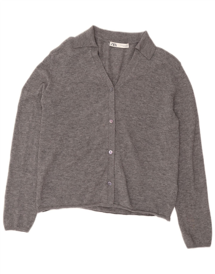 Maglione cardigan da donna Zara UK 18 XL lana grigia