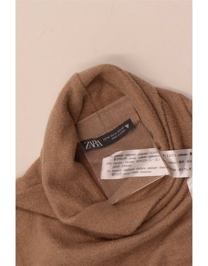Abito maglione da donna Zara UK 14 Poliestere marrone medio